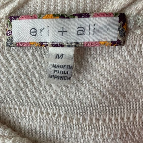 Anthropologie Eri + Ali Striped Pullover Floral Sleeves Size Medium - Picture 5 of 10